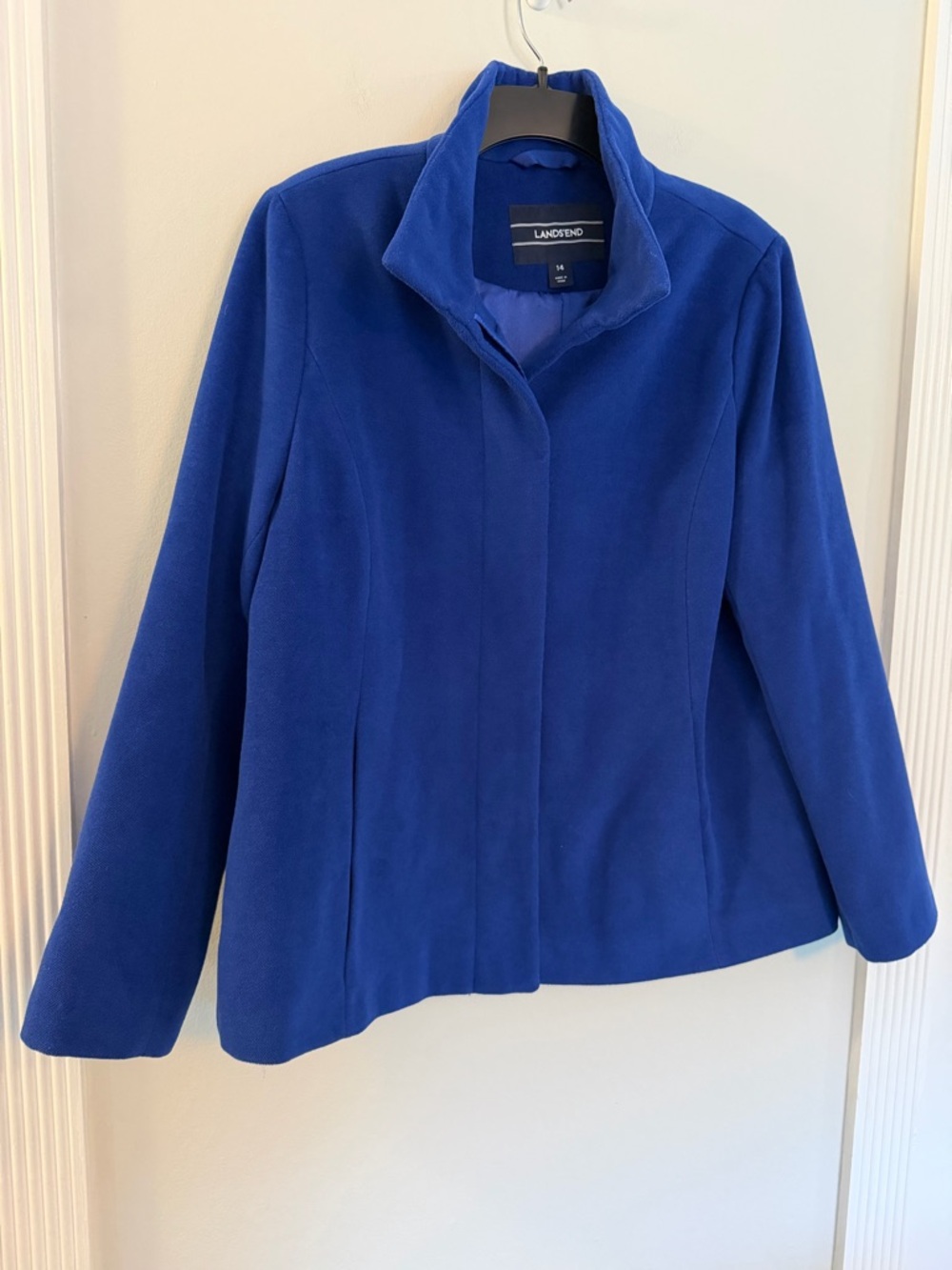 Lands’ End Royal Blue Hidden Button Jacket Blazer Size 14